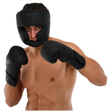 Шолом боксерський з повним захистом та підшоломником Maxxmma L-XL, чорний, код: GBH03_LXLBK