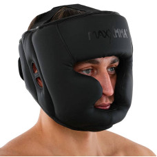 Шолом боксерський з повним захистом та підшоломником Maxxmma L-XL, чорний, код: GBH03_LXLBK