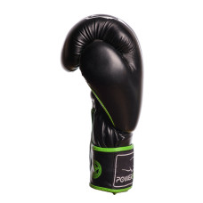 Боксерські рукавиці PowerPlay Jaguar 10 унцій, чорно-зелений, код: PP_3018_10oz_Black/Green