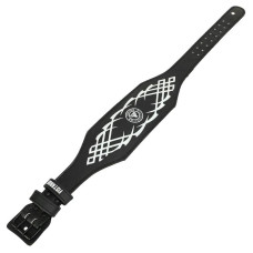 Пояс атлетичний шкіряний Fistrage L, ширина-15см, чорний-білий, код: VL-4353_L