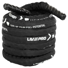 Канат для кросфіту в захисному рукаві Battle Rope LiveUp 15м чорний, код: LP8172-15