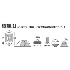 Намет двомісний High Peak Nevada 2.1 Deep Forest (10350), код: 930589-SVA