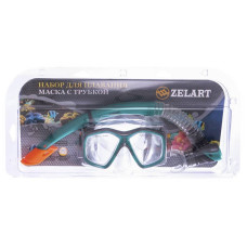 Набір для плавання Zelart бірюзовий-сірий-прозорий, код: M276-SN120-PVC_T