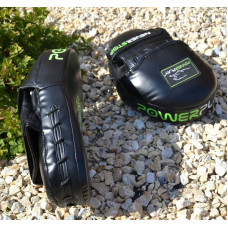 Лапи боксерські PowerPlay PU пара, 290х190х50 мм, чорний-зелений, код: PP_3051_Green