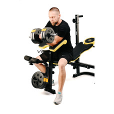 Лавка тренувальна Besport WB-004 для жиму зі стійкою під штангу та партою Скотта, код: 0012000066004