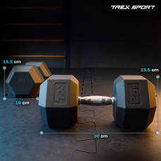 Гантеля шестигранна прогумована TX-250RD Trex Sport 25кг, код: 5902308235465