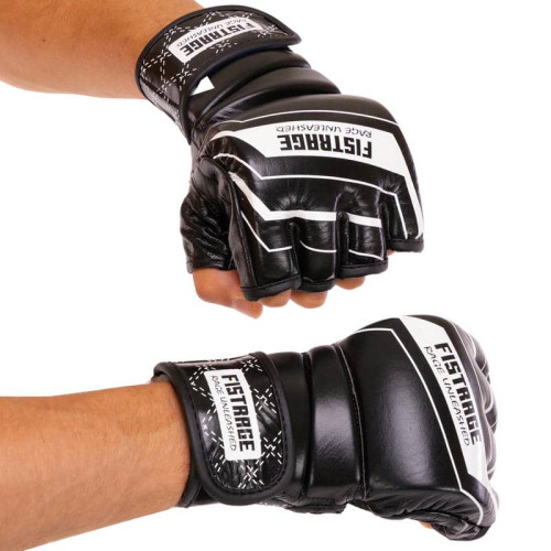 Рукавиці для змішаних єдиноборств MMA Fistrage L, чорний, код: VL-4296_LBK