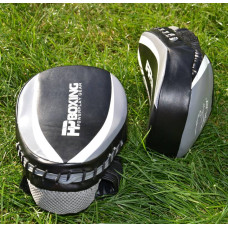 Лапи боксерські PowerPlay PU пара, 230х190х60 мм, чорний-сірий, код: PP_3050_Grey