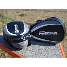 Лапи боксерські PowerPlay PU пара, 230х190х60 мм, чорний-сірий, код: PP_3050_Grey
