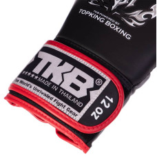 Рукавички боксерські Top King Reborn шкіряні 14 унцій, чорний-червоний, код: TKBGRB-01_14R-S52