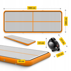 Мат гімнастичний надувний 4Fizjo Air Track Mat 5000x2000x200 мм, білий-помаранчевий, код: P-5907739312051