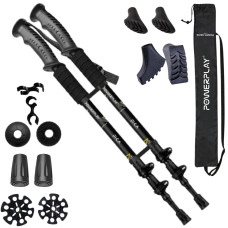 Трекінгові палиці PowerPlay Fika Black/Yellow 60-135 см (пара)  + 2-ві пари чобітків + чохол, код: PP_9109_Fika_Bl/Yellow