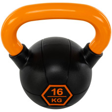 Гиря тренувальна цільна гумова LiveUp Urethane Competition Kettlebell 16кг, чорний-помаранчевий, код: UAZE5336-16