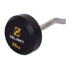 Штанга фіксована вигнута обрезиненная Zelart Rubber Coated Barbell 25кг, код: TA-2687-25-S52