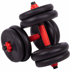 Набір гантелей зі штангою та гирями 3в1 BioGym багатофункціональний 15кг, чорний-червоний, код: LN-1100-15-S52