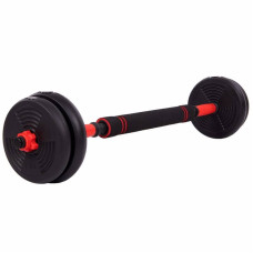 Набір гантелей зі штангою та гирями 3в1 BioGym багатофункціональний 15кг, чорний-червоний, код: LN-1100-15-S52