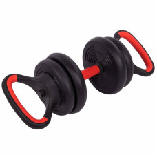 Набір гантелей зі штангою та гирями 3в1 BioGym багатофункціональний 15кг, чорний-червоний, код: LN-1100-15-S52