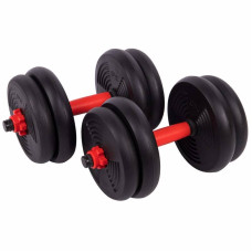 Набір гантелей зі штангою та гирями 3в1 BioGym багатофункціональний 15кг, чорний-червоний, код: LN-1100-15-S52