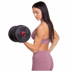 Набір гантелей зі штангою та гирями 3в1 BioGym багатофункціональний 15кг, чорний-червоний, код: LN-1100-15-S52