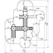 Ігровий комплекс InterAtletika Замок-М 8450х6570х4337 мм, код: T903М-SM
