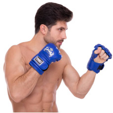 Рукавички для змішаних єдиноборств MMA Top King Extreme шкіряні L, синій, код: TKGGE_LBL