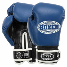 Рукавички боксерські Boxer шкіряні на липучці 12 унцій, синій-чорний, код: 2023_12BL-S52