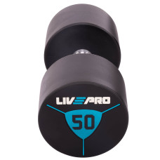 Гантелі цільні професійні з поліуретановим покриттям LiveUp 2х50 кг, чорний-синій, код: LP8000-50