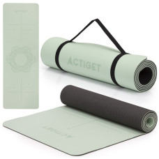 Килимок для йоги та фітнесу Actiget TPE 183 x 61 x 0.6 см м'ятний-чорний, код: ACT0022