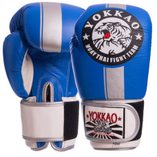 Рукавички боксерські Yokkao шкіряні на липучці 16 унцій, чорний-жовтий, код: YK016_16_BKY-S52