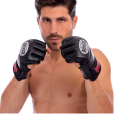 Рукавички для змішаних єдиноборств MMA Boxer шкіряні M, чорний, код: 5020_MBK