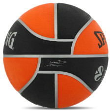М"яч баскетбольний гумовий Spalding Euro Turk №7, чорний-помаранчевий, код: 84506Z