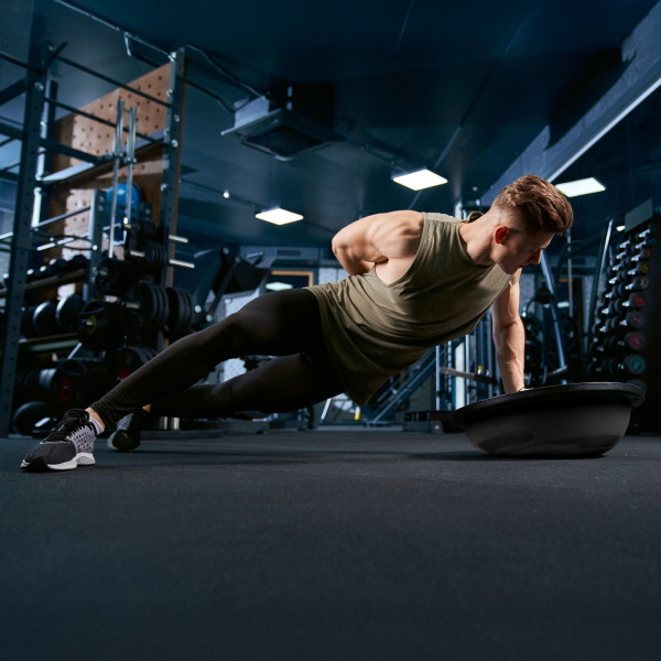 Балансувальна півсфера Gymtek Flex Core Half Ball 58см з еспандерами + насос чорний, код: 5905884426449