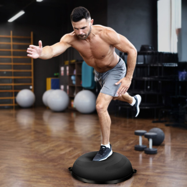 Балансувальна півсфера Gymtek Flex Core Half Ball 58см з еспандерами + насос чорний, код: 5905884426449