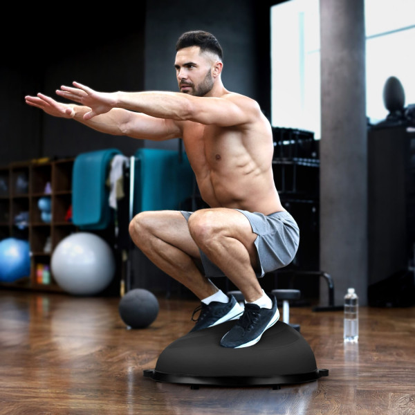 Балансувальна півсфера Gymtek Flex Core Half Ball 58см з еспандерами + насос чорний, код: 5905884426449