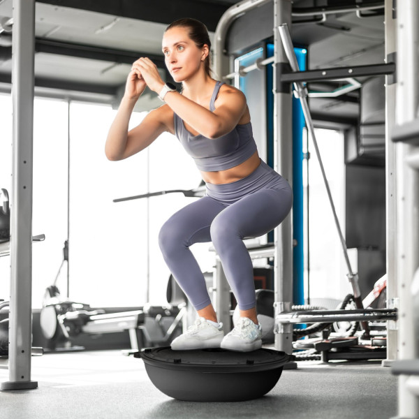 Балансувальна півсфера Gymtek Flex Core Half Ball 58см з еспандерами + насос чорний, код: 5905884426449