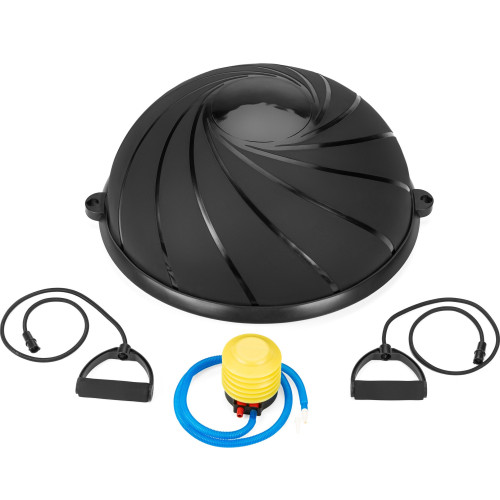Балансувальна півсфера Gymtek Flex Core Half Ball 58см з еспандерами + насос чорний, код: 5905884426449