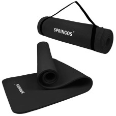 Коврик (мат) для йоги та фітнесу Springos NBR 1830х610х10 мм, чорний, код: YG0005