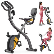 Велотренажер магнітний Hop-Sport HS-3010X Grix X-Bike з еспандерами сіро-жовтий, код: 5902308228801