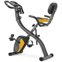 Велотренажер магнітний Hop-Sport HS-3010X Grix X-Bike з еспандерами сіро-жовтий, код: 5902308228801