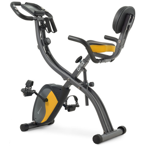 Велотренажер магнітний Hop-Sport HS-3010X Grix X-Bike з еспандерами сіро-жовтий, код: 5902308228801
