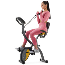 Велотренажер магнітний Hop-Sport HS-3010X Grix X-Bike з еспандерами сіро-жовтий, код: 5902308228801