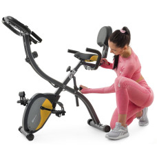 Велотренажер магнітний Hop-Sport HS-3010X Grix X-Bike з еспандерами сіро-жовтий, код: 5902308228801