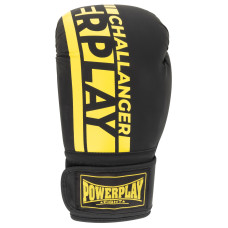 Боксерські рукавиці PowerPlay Matt Challenger 10 унцій, чорний-жовтий, код: PP_3086_10oz_Bl/Yellow