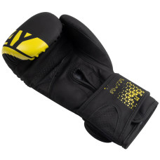 Боксерські рукавиці PowerPlay Matt Challenger 10 унцій, чорний-жовтий, код: PP_3086_10oz_Bl/Yellow