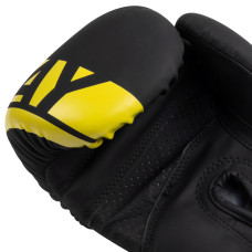Боксерські рукавиці PowerPlay Matt Challenger 10 унцій, чорний-жовтий, код: PP_3086_10oz_Bl/Yellow