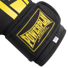 Боксерські рукавиці PowerPlay Matt Challenger 10 унцій, чорний-жовтий, код: PP_3086_10oz_Bl/Yellow