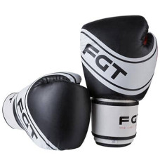 Боксерські рукавички FGT 12oz, чорний/білий, код: FT-2177/12-WS