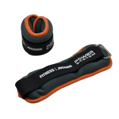 Обважнювачі-манжети для ніг та рук Power System Ankle Weights 2х1,5 кг, сірий-помаранчевий, код: PS_4072_Grey