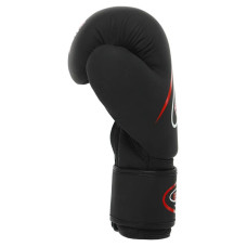 Рукавички боксерські Fartex шкіра, 14oz, чорний-червоний, код: VL-4153_14BKR