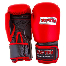 Боксерські рукавички TopTen шкіра червоний 12oz, код: TT025-12R